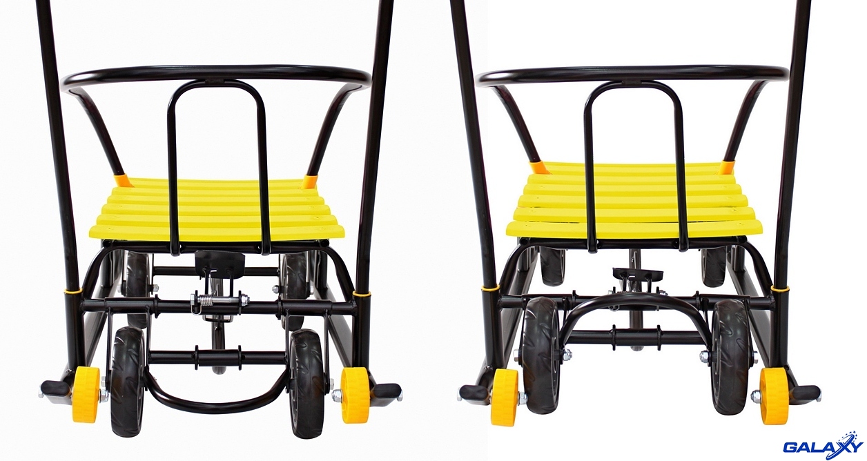 Снегомобиль Snow Galaxy Black Auto с желтыми рейками на больших мягких колесах  